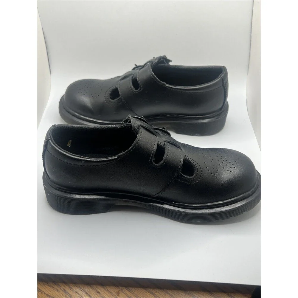 Dr. Martens 8065 Black Smooth Leather Mary Jane Shoes•Girls Size 1 (Big Kid) EUC